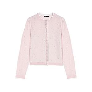Maje Pink Wool Cardigan With Rhinestones Size 2